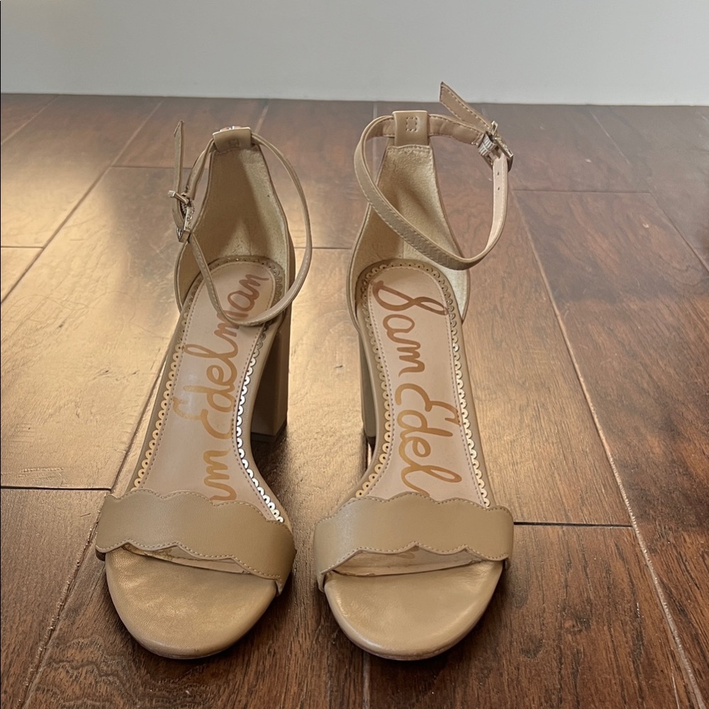Sam Edelman Beige Ankle Strap Heels